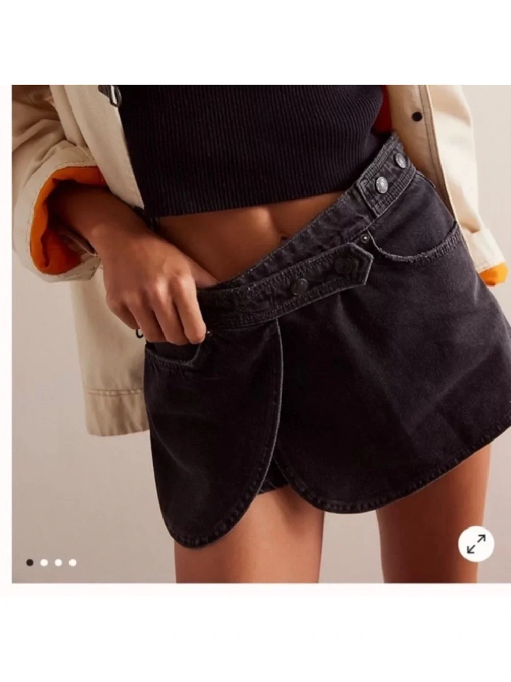 Free People We The Free Maxine Denim Skort. NWT. Black